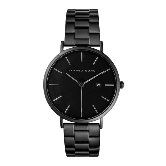 Alfred Sung Metropolitan Date Black Dial & Bracelet Stainless Steel watch