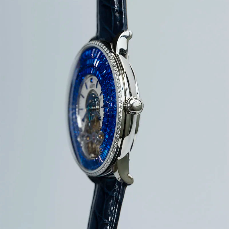 AJUT Automatic Mechanical Tourbillon Watch For Men Dimaond Dial Luxury Women Watches 0398